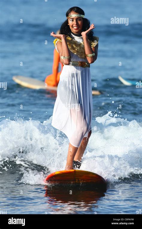 Woman Surfer As Cleopatra Blackies Halloween Costume Surf Contest 2011 Orange County California