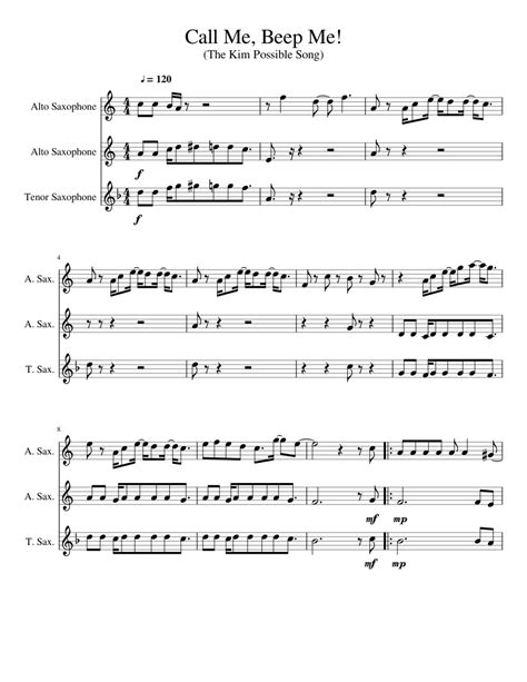 Kim Possible Sheet Music For Alto Saxophone Tenor Saxophone Download Free In Pdf Or Midi