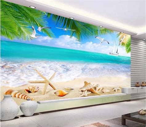 Custom Mural 3d Room Wallpaper Ocean Beach Shell Painting Wall Papers