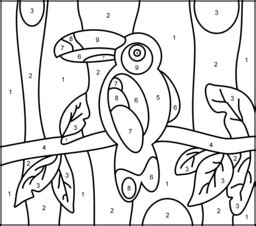 Toucan Printable Color by Number Page Vogels Lesideeën