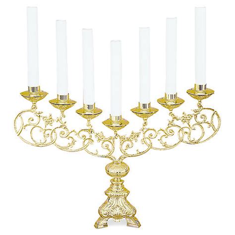 Candelabro Barroco Latón 7 Brazos Velas Eléctricas De Madera Venta