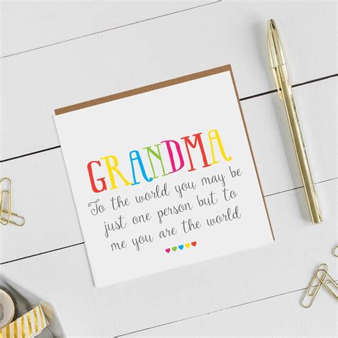 Youre The World To Me Grandmother Card By Allihopa Grandmothers Card