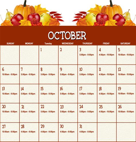 Calendar The Pumpkin Corral