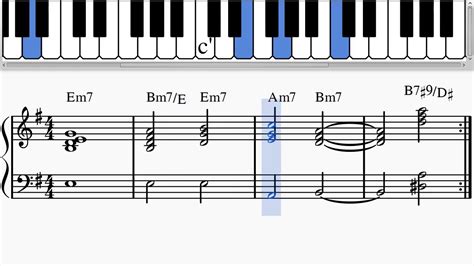 Jazz Piano Sad Chord Progression Em7 Bm7 E Em7 Am7 Bm7