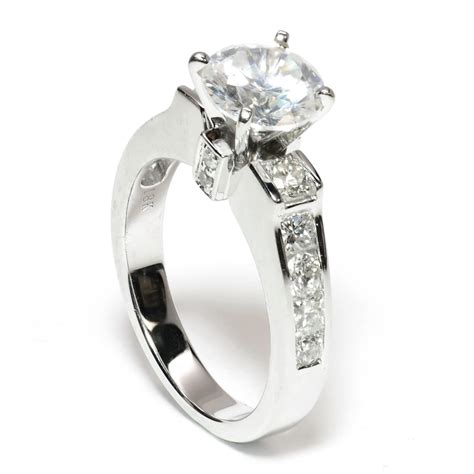 Round And Princess Diamond Engagement Semi Mount In 18k White Gold 90 Ct