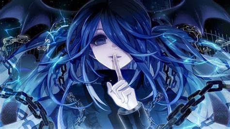 Download Cool Anime Girl Blue Hair Chain Wallpaper Wallpapers Com