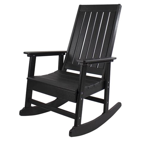 All Weather Recycled Plastic Outdoor Rocking Chair Black