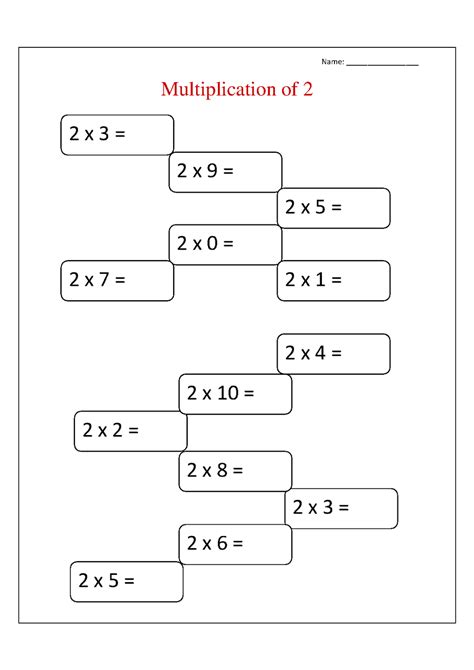 Times 2 Multiplication Worksheet