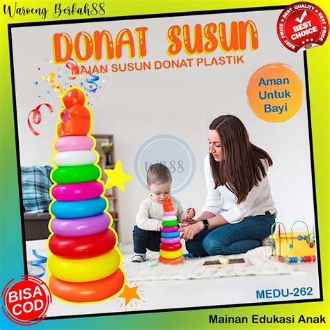 Jual Mainan Puzzle Edukasi Anak Balok Donat Susun Warna Warni Shopee