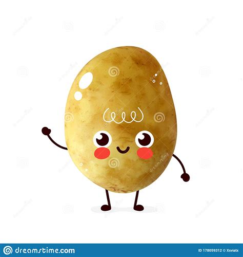 Potato With Hand Drawing Graphic Elements Happy Smiling Cute Potato