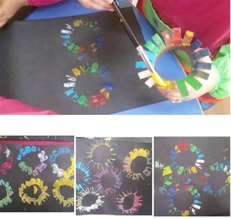 They are cheap and easy to make. Toilet paper roll stamp
