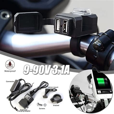 Dc V A Dual Usb Port Motorcycle Handlebar Charger Adapter Power Supply Waterproof For Mobile