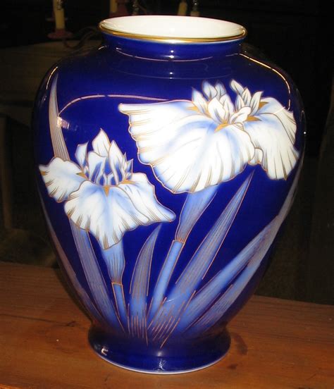 Vintage Japanese Fukagawa Cobalt Blue Vase From Cathysclocks On Ruby Lane