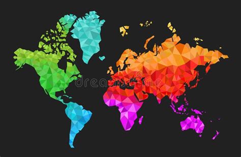 Geometric World Map In Colors Stock Vector Illustration Of Land