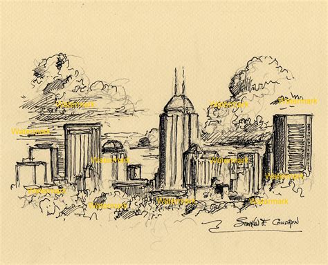 Indianapolis Skyline 2446a Pen And Ink Drawing • Stephen Condren