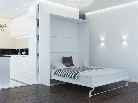 Hier trifft tolles ikea design auf kluge konzepte, die selbst aus dem kleinstem raum alles herausholen. Folding wall bed 160cm Vertical White Comfort slattes ...