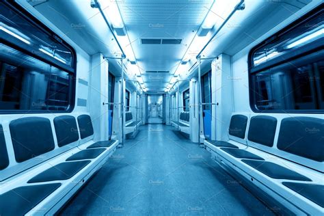 Interior View Of A Subway Car Transportation Stock Photos ~ Creative