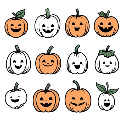 Halloween Doodle Pumpkins Outline Cartoon Vector Illustration Pumpkin