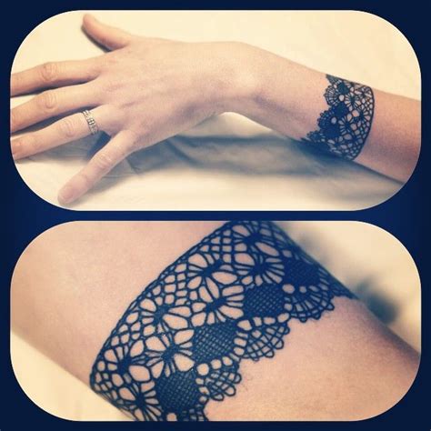 See more ideas about cuff tattoo, body art tattoos, tattoos. Lace tattoo wrist cuff arm bracelet. Pretty & girly ...