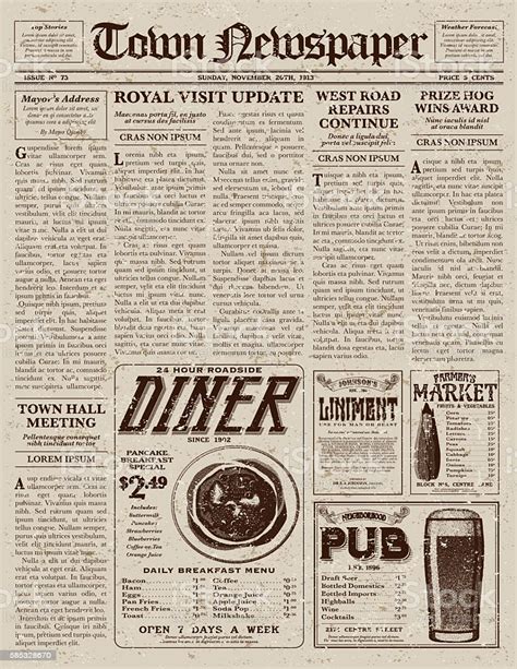 Reports sent to newspapers to be published are entitled news reports. Vintage Victorian Style Newspaper Design Template Stock Illustration - Download Image Now - iStock