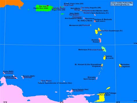 Major islands of the lesser antilles likely emerged less than 20 ma, during the miocene. Lesser Antilles Political Map - A Learning Family