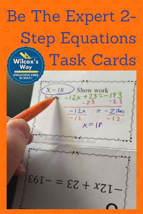 Two Step Equations Task Card Activity Two Step Equations Equations