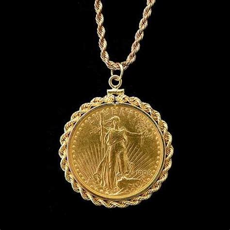 20 1908 Gold Coin 14k Gold Pendant Necklace
