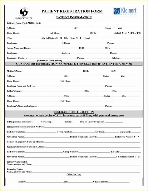 Medical Office Patient Registration Form Template