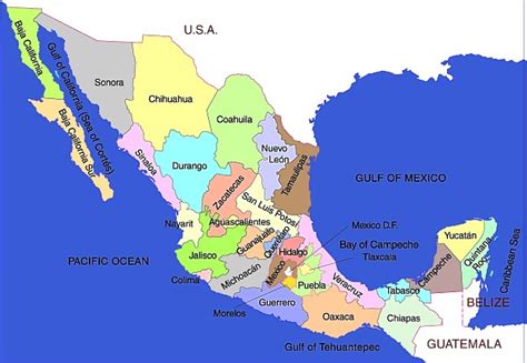 Map Of Mexico With States Labeled Angie Bobette