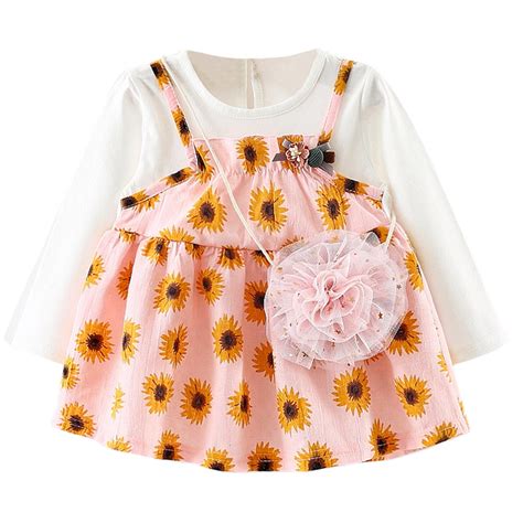 Toddler Kids Baby Girls Flower Clothes Long Sleeve Party Princess