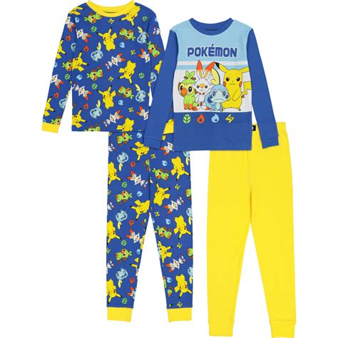 Pokemon Little Boys 4 Pc Cotton Pajama Set Boys 4 7x Clothing