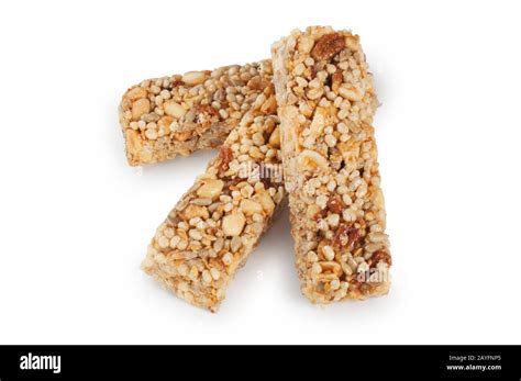 Studio Shot Of Nutty Crsipbar Cut Out Against A White Background John Gollop Stock Photo Alamy