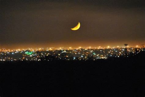 City Lights And Moon