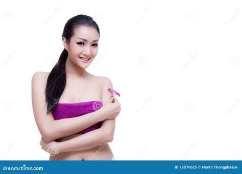Young Beautiful And Natural Woman Wrapped In Towel Stock Image Image