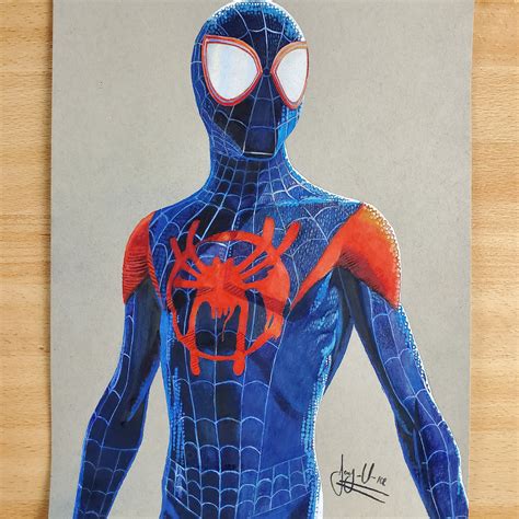 Spider Man Miles Morales Into The Spider Verse Color Pencil Etsy Canada