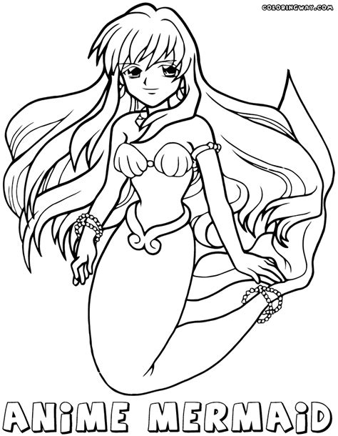Mermaid Colouring Pages Anime Colouring Mermaid