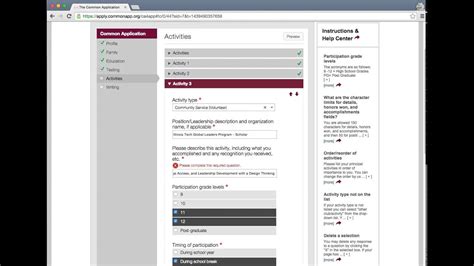 If you're applying to more than one or two colleges, there's a good chance you'll have to use the common application, and that means you'll probably have to. Completing the Common App 2015 Part 4: Activities - YouTube