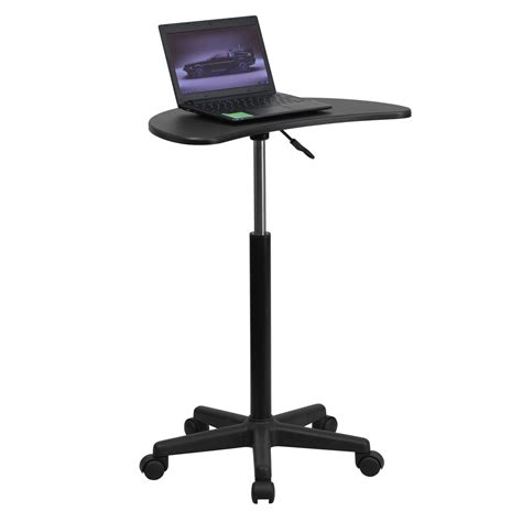 Height Adjustable Mobile Laptop Computer Desk With Black Top Walmart