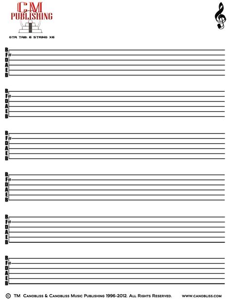 Free Printable Guitar Tablature Paper Free Printable