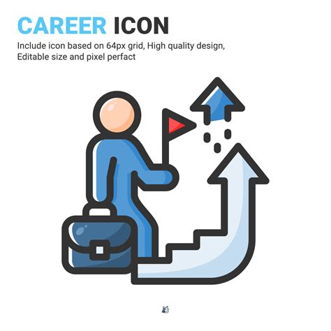 Career Advancement Icon Vector With Outline Color Style Isolated On