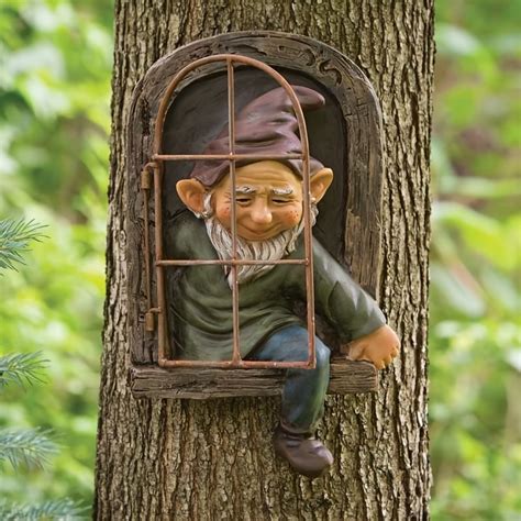 1pc Garden Gnome Statue Resin Wall Ornament Indoor Outdoor Decor Cute