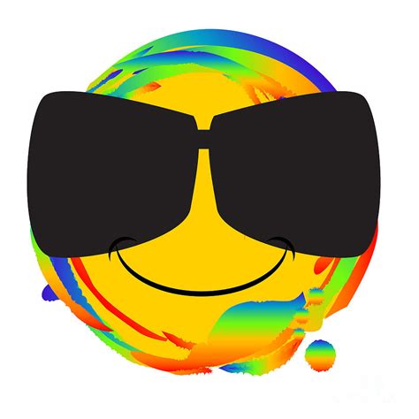 Rainbow Emoji Rings Smile Face With Dark Sunglasses Digital Art By