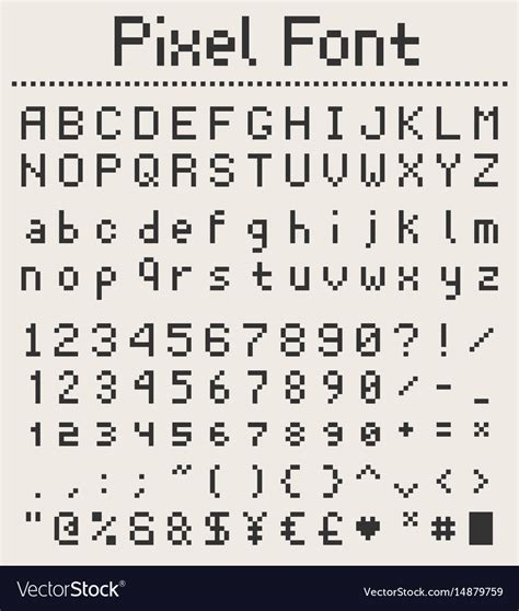 Pixel Font Alphabet Letters And Numbers Retro Vector Image