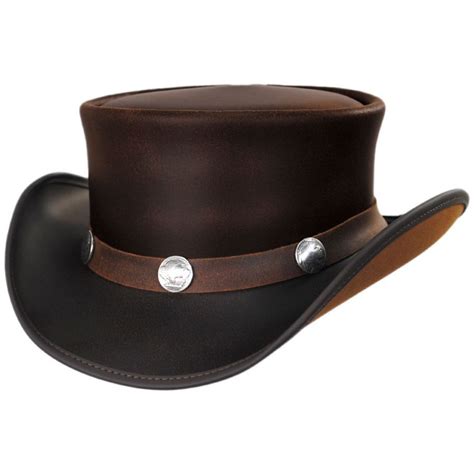 Head N Home Buffalo Pale Rider Leather Top Hat Top Hats Leather Hats