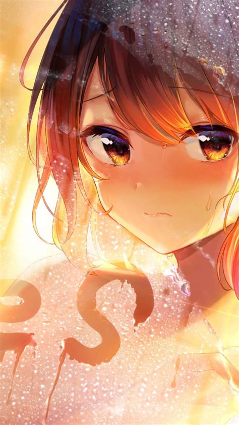 Download 640x1136 Cute Anime Girl Brown Hair Blushes Short Hair