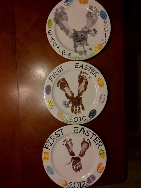 Easter bunny basket with sweat treats can be easter craft ideas will help small children to develop their creative skills. Easter plates i made of each child's prints! Love pottery! | Easter plates, Plate crafts, Easter