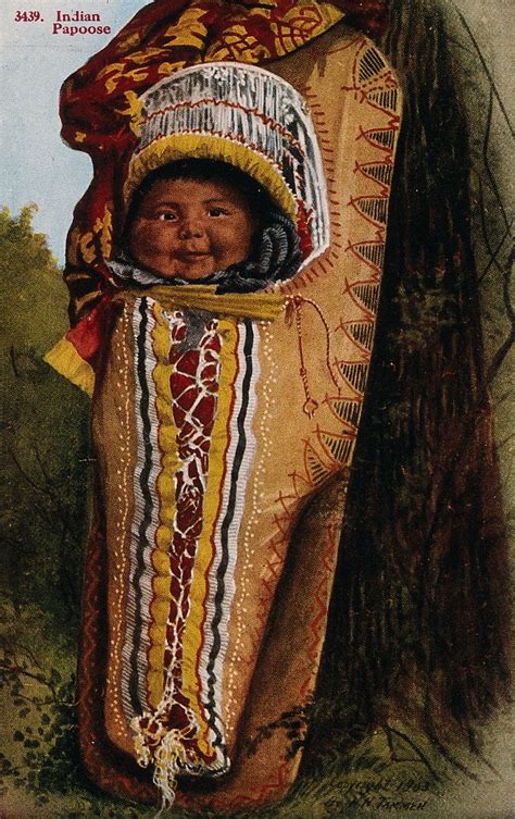 An Indian Papoose In A Baby Carrier Photographic Postcard Ca 1903