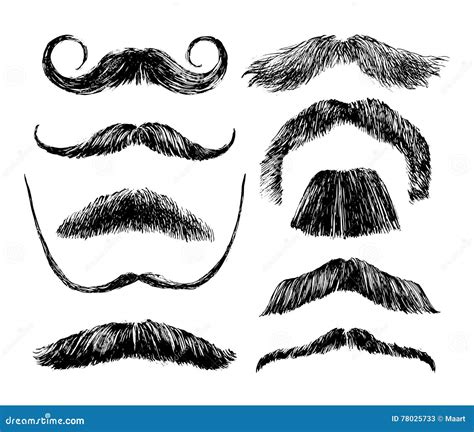 Hand Drawn Mustache Set Stock Vector Illustration Of Mutton 78025733