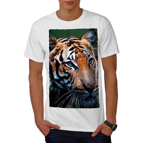 Wellcoda Tiger Photo Face Mens T Shirt Animal Graphic Design Printed