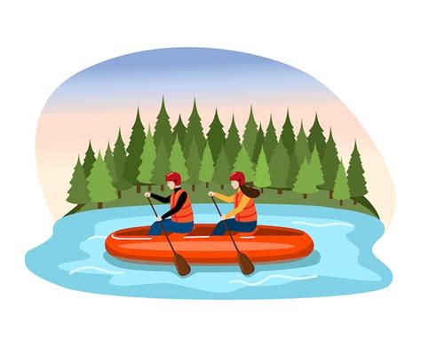 Whitewater Raftings Vector Clip Art Library